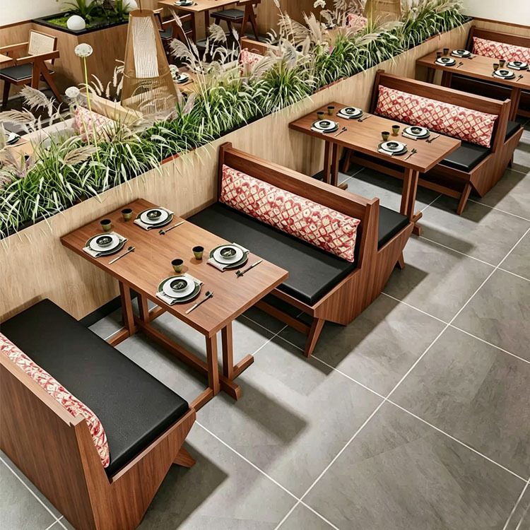 sofá de tarjeta de comedor, comedor comercial, snack shop, restaurante occidental de madera sólida, restaurante japonés, mesa y silla de hotel, combinación