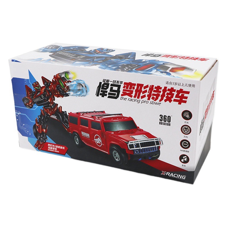Tiktok deformación eléctrica Humvee coche de juguete bailando música ligera rotación deformación universal robot puesto de mercado nocturno