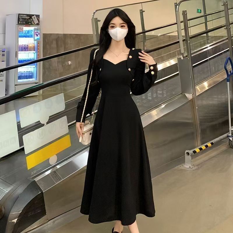 太ったmmの大きいサイズの婦人服のワンピースの女性の秋冬の新型の韓国版は復古の英倫風を修理して腰を収めてやせています。|undefined