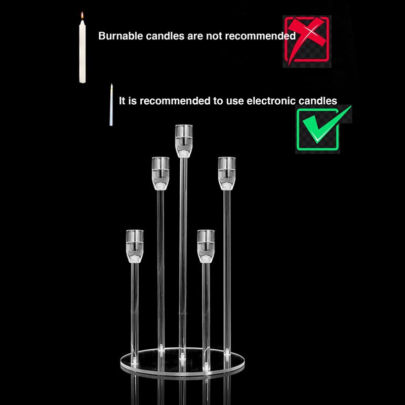 Transfronterizo especial para nuevo acrílico transparente vela electrónica candelabro fiesta de cumpleaños restaurante occidental Decoración de mesa adornos