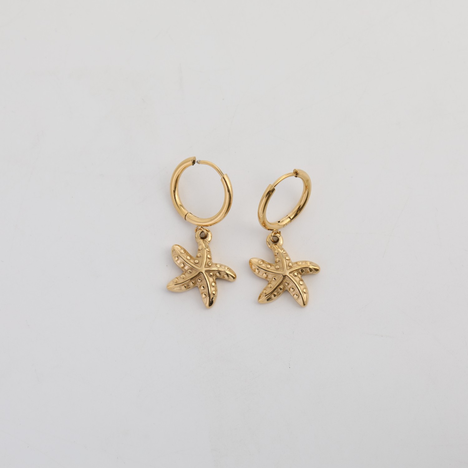 Charm Sleeper Hoop Earrings, Drop Earrings Classification 1 Pair Marine Style Simple Style Starfish Snails Shell Plating 304 Stainless Steel 18K Gold Plated Drop Earrings