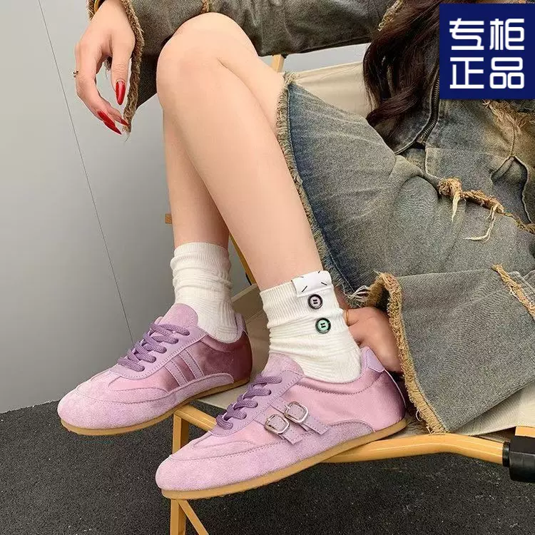 休闲百搭网红勃肯单鞋新款缎面透气德训鞋女2025夏季平底轻便运动