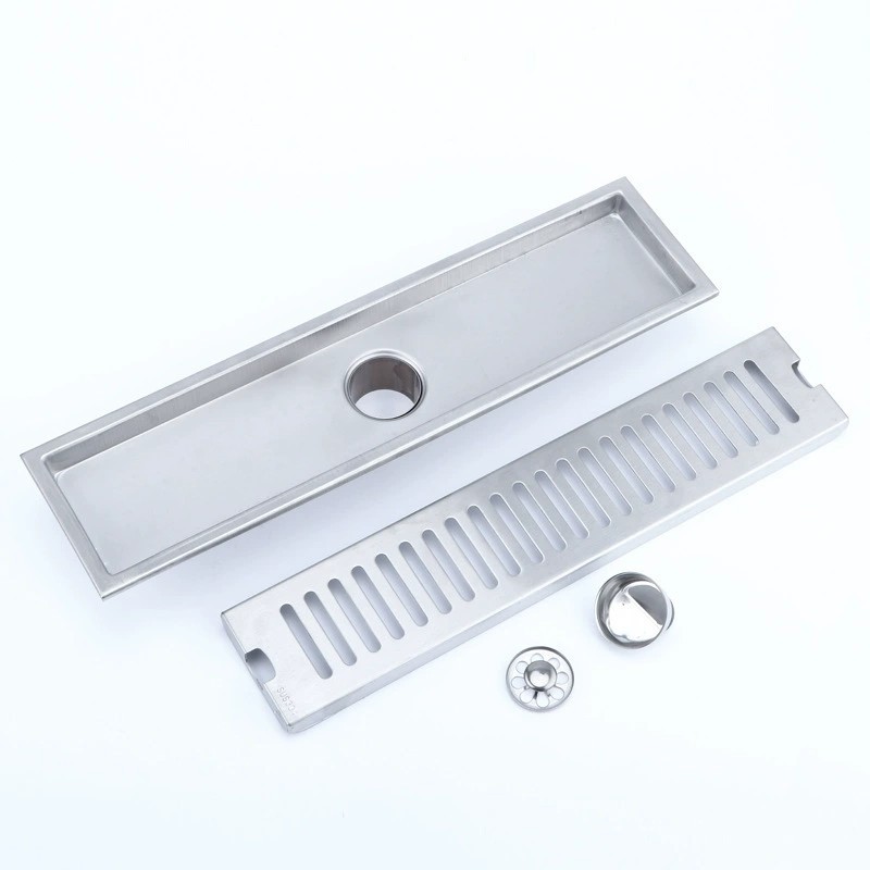 304 de acero inoxidable Baño de desagüe de piso rectangular baño largo desodorante techo gran desplazamiento ducha Desagüe de piso