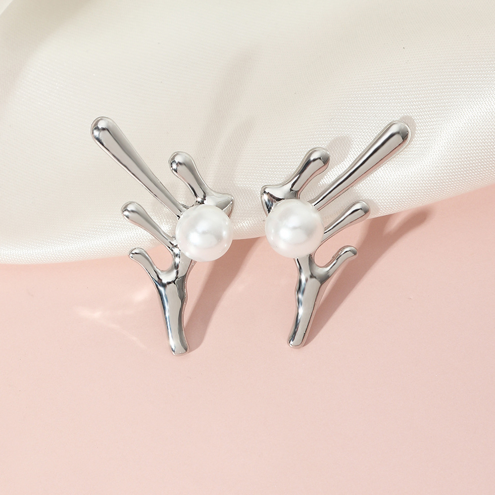 European and American lava drop earrings irregular pearl earrings simple earringspicture3