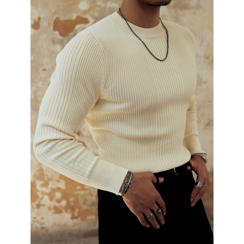 Autumn and Winter New Long-Sleeved Knitwears, Men's Slim Business Suits, Bottoming Shirts, Foreign Trade Cross-Border Wholesale