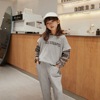 H2141 Brand children&#39;s clothing 2021 Spring new pattern children suit girl jacket Hooded Sweater trousers Two piece set