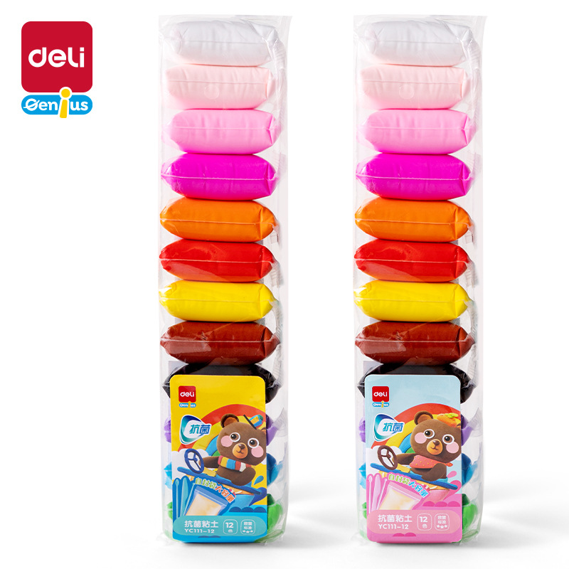 Deli YC111-12 Sellado Clay Estudiante Clay de color antibacteriano Clay de plástico ultraligero de color de bricolaje hecho a mano
