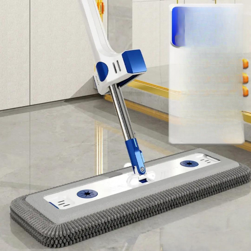 Hands-free, thickened flat mop for both wet and dry cleaning, suitable for household cleaning and floor scrubbing, with automatic rebound function