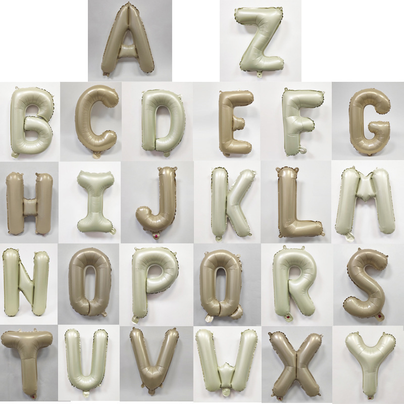 16inch Cream Milk White Caramel Monogram Foil A-Z Set Party Decoration Banner Balloons