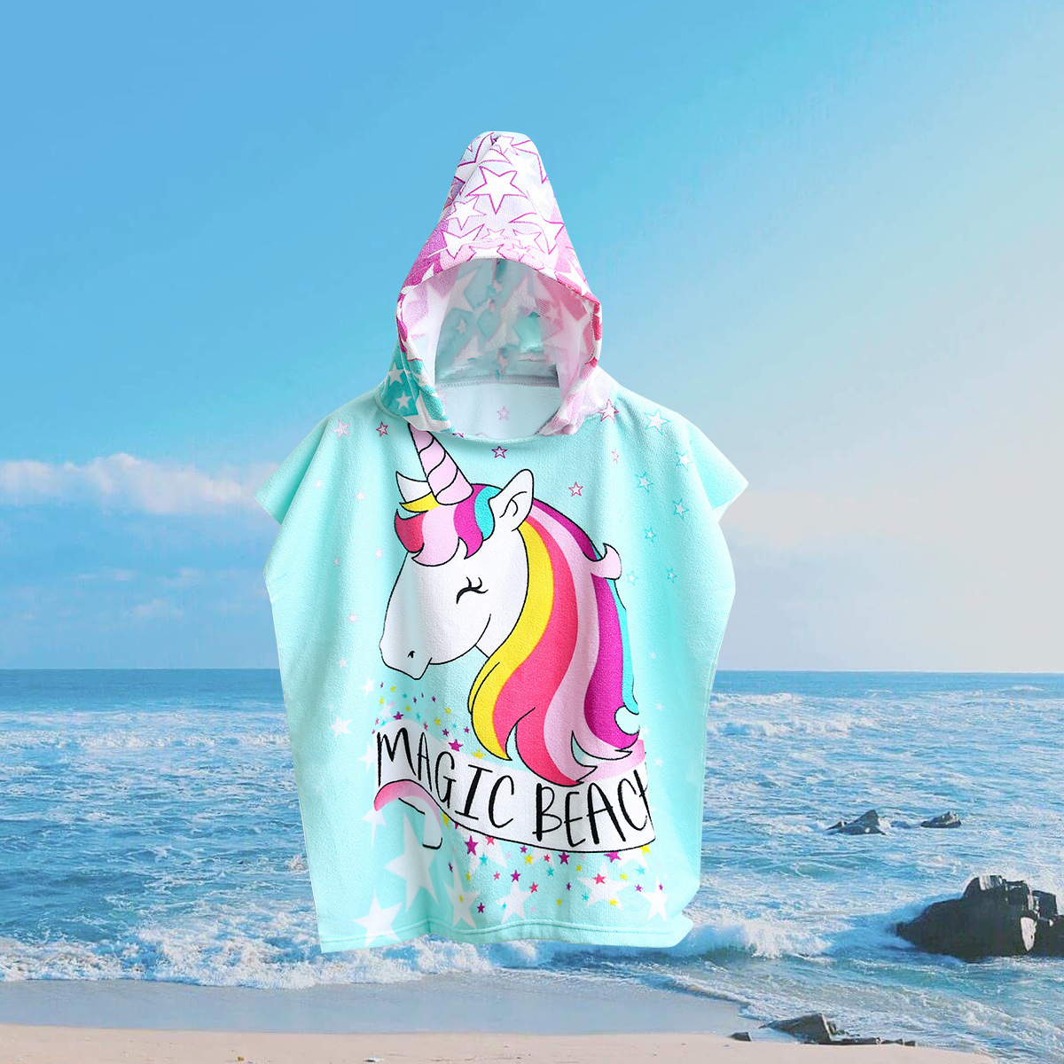 Toallas de baño grandes de microfibra para niños, impresión de patrón absorbente de secado rápido, toallas de playa estampadas, toallas de playa al por mayor