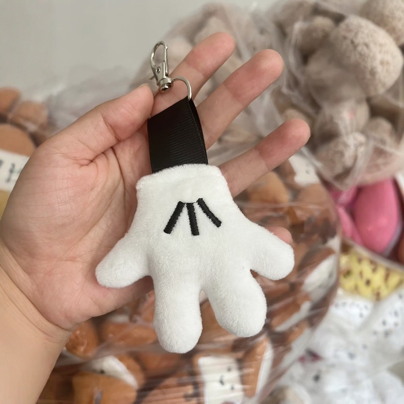 クリエイティブミッキーグローブぬいぐるみキーホルダーかわいい小さな手人形ペンダントバッグカップルペンダント|undefined