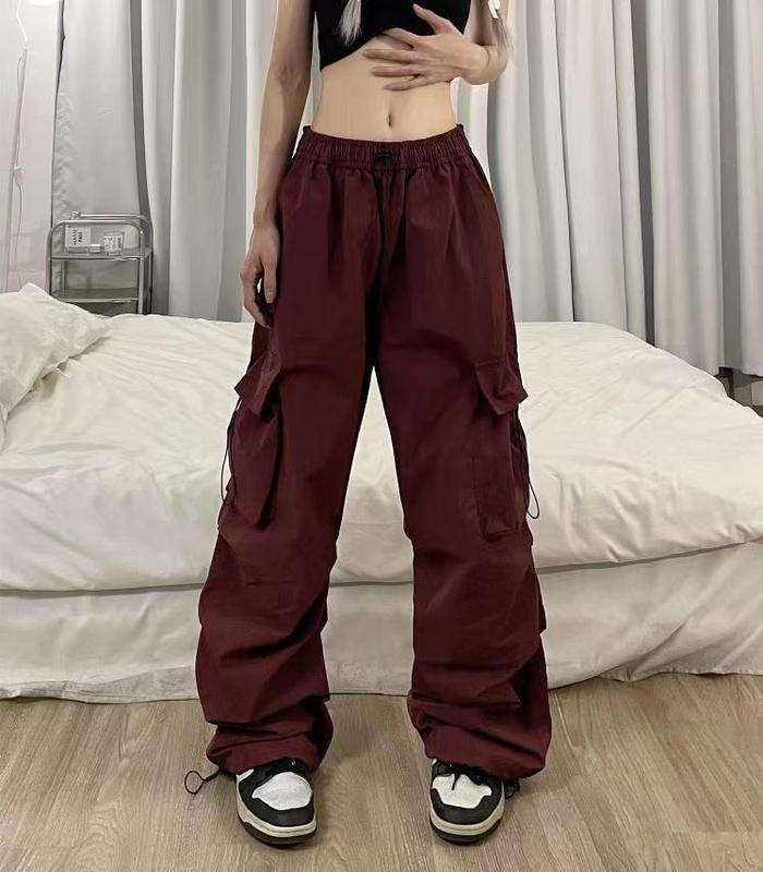 美式工装裤男女vintage复古高街情侣宽松休闲机能风抽绳束脚长裤|undefined