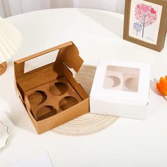 Simple Pure Color Egg Tart Cake Box, 2 Pcs / 4 Pcs, Window Transparent Macaron Cookie Packaging, Wholesale