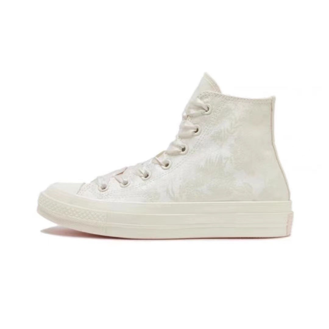 미키 컨버스 1970 년대 꽃 질감 리본 진주 실크 공주 웨딩 신발 남녀 캔버스 신발 A07247C