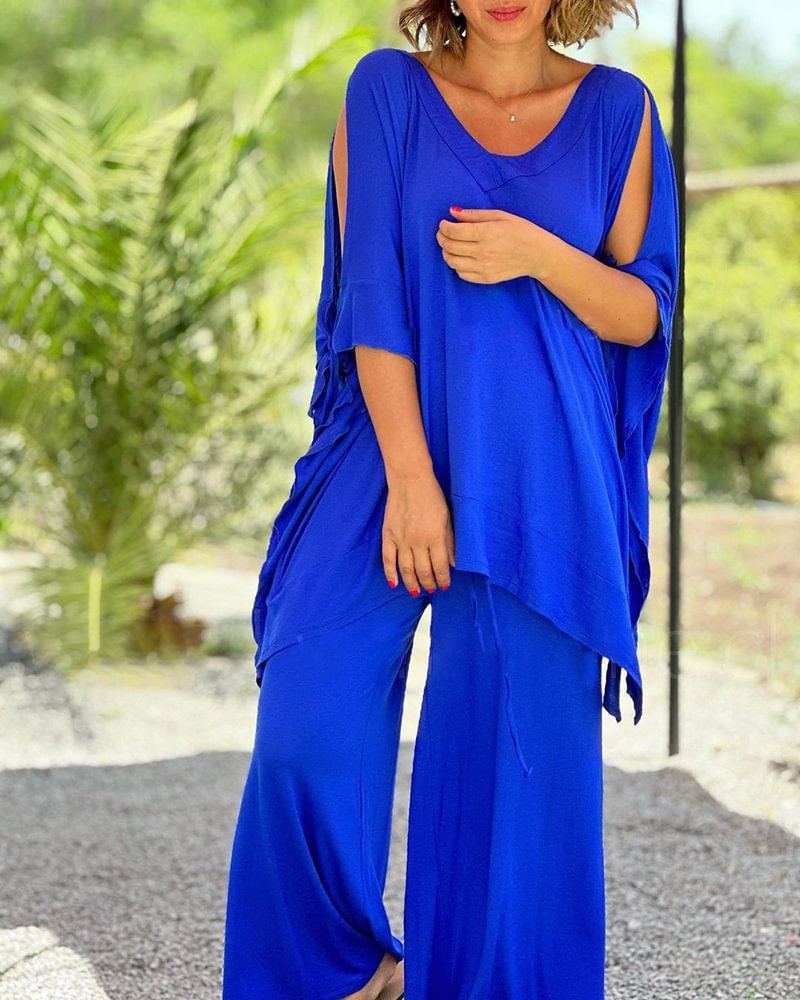 ChicShe Collection printemps-été grande taille, coupe ample, style décontracté, manches mi-longues, lacées, style européen et américain transfrontalier_voghion.com