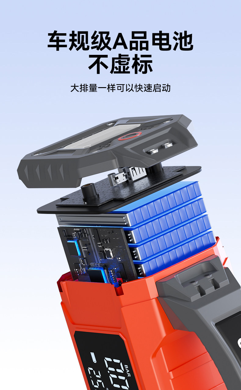 Car-mounted air pump and emergency power supply all-in-one device, portable tire inflator, battery jump starter power bank