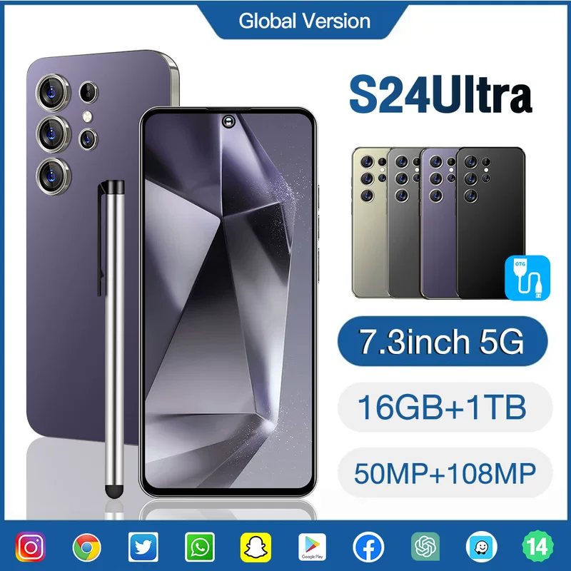 Смартфон S24 Ultra, 7.3″ 5G, 16 ГБ + 1 ТБ, основные камеры 50 МП и 108 МП
