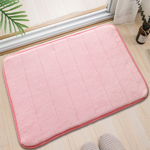 Bathroom coral velvet water-absorbent mat, non-slip foot mat, simple solid color embroidered rug, household entrance mat