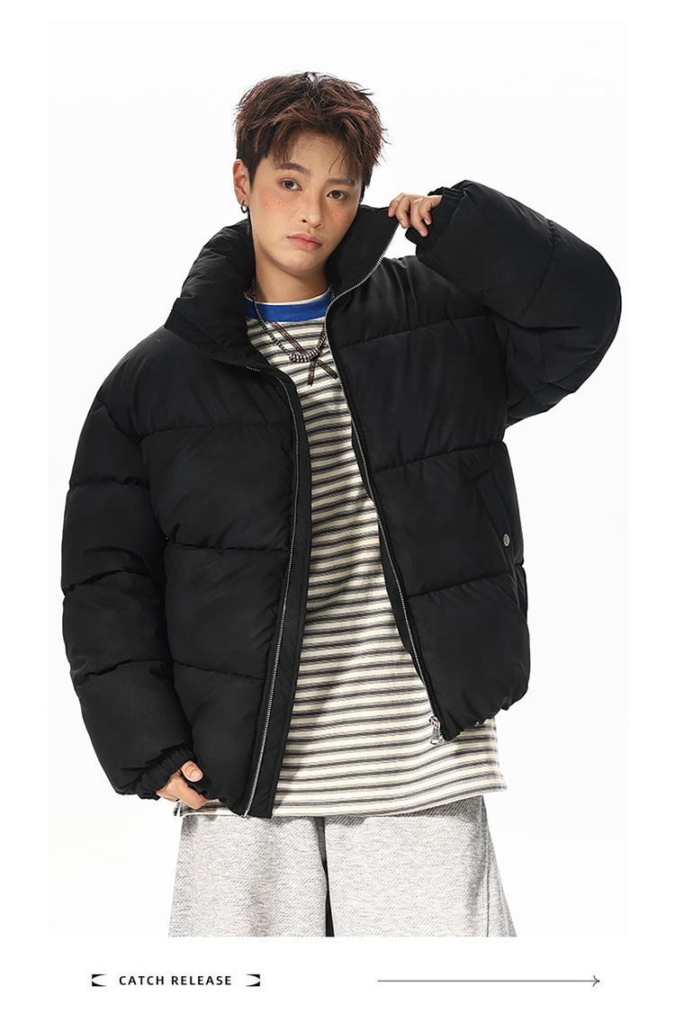 Doudoune en cuir pu unisexe avec col montant style oversize_voghion.com