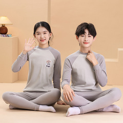 秋衣秋裤男童纯棉内衣套装青少年大童衬衣衬裤打底睡衣女童棉毛衫