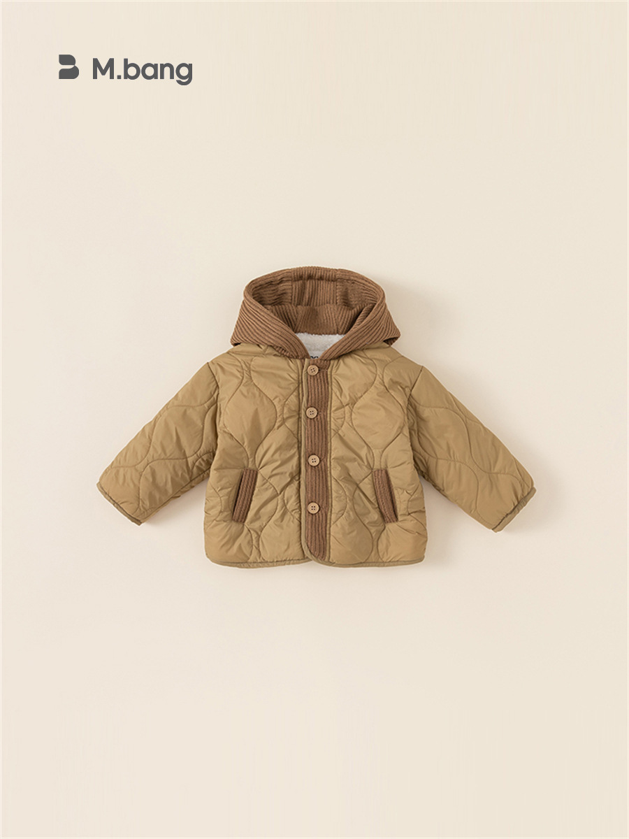 Ropa de algodón para niños Bangxuan, abrigo de algodón grueso para bebés de invierno con forro polar, chaqueta cálida para niños pequeños, sudadera con capucha a prueba de viento para niños y niñas