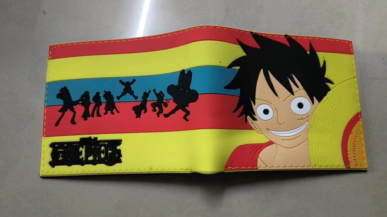 Una pieza de metal cartera anime japonés periférico luffy Sauron Qiao Ba estudiante hombres y mujeres corto PVC