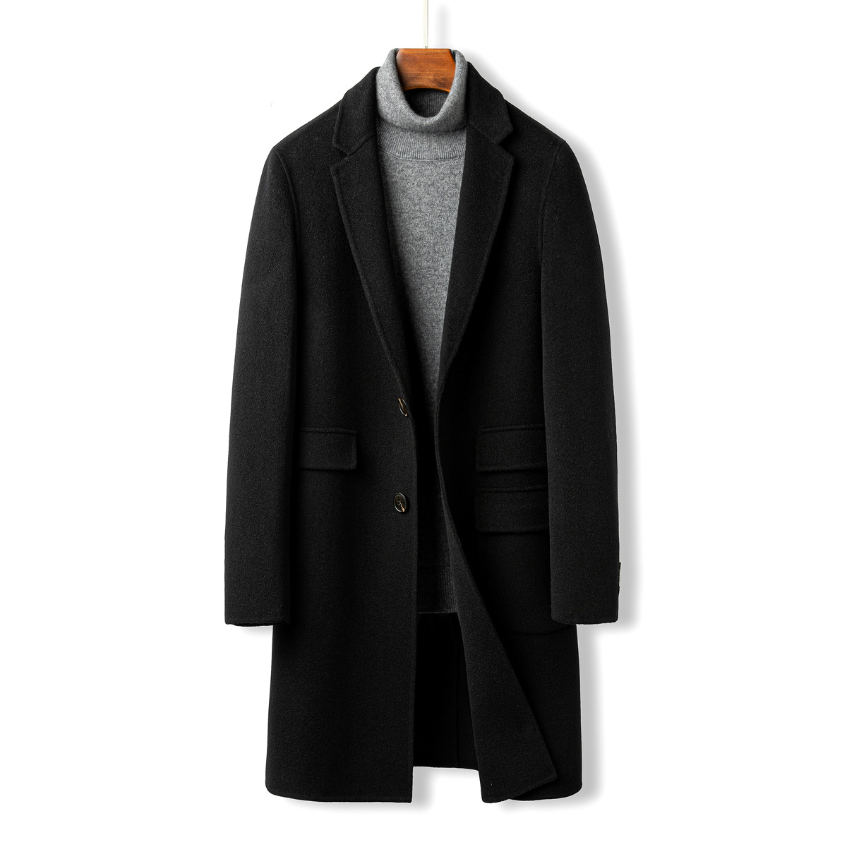 2021 Early spring Special purchases for the Spring Festival wool overcoat Pure Cashmere wool Two-sided woolen coat Welcome brand Men's Shop OEM