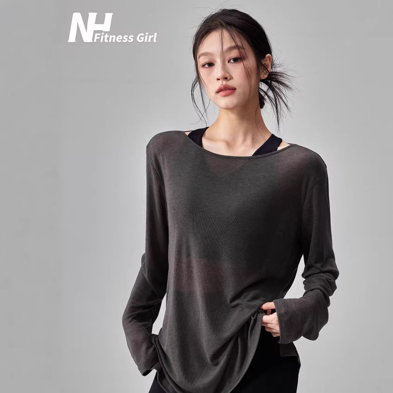 Fitness Girl Loose Thin Yoga Cover-Up Breathable Quick-Dry Sports Top Summer Slimming Pilates T-Shirt