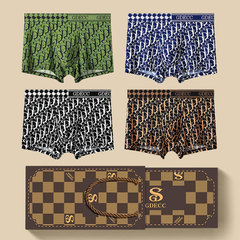 4-pack Men's Underwear Gift Set Summer Cool Silk Trend Straight Leg Shorts Youth Sports Four-Way Briefs