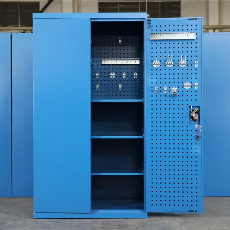 一品现货双开门带方孔工具柜四层隔板置物柜铁皮柜车间重型储物柜