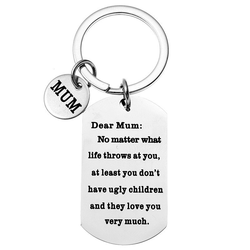 亚马逊DIY不锈钢钥匙扣 Dear Mum亲爱的妈妈母亲节礼物小挂件