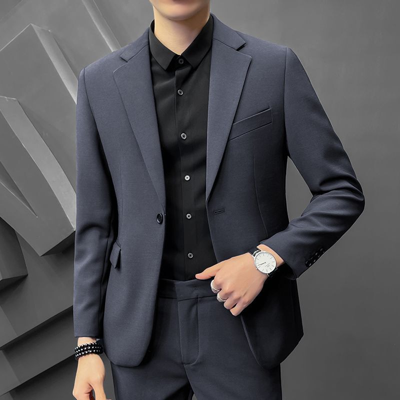 春春秋休闲西装男士韩版修身小西服套装潮流高级痞帅棕色上衣外套|undefined