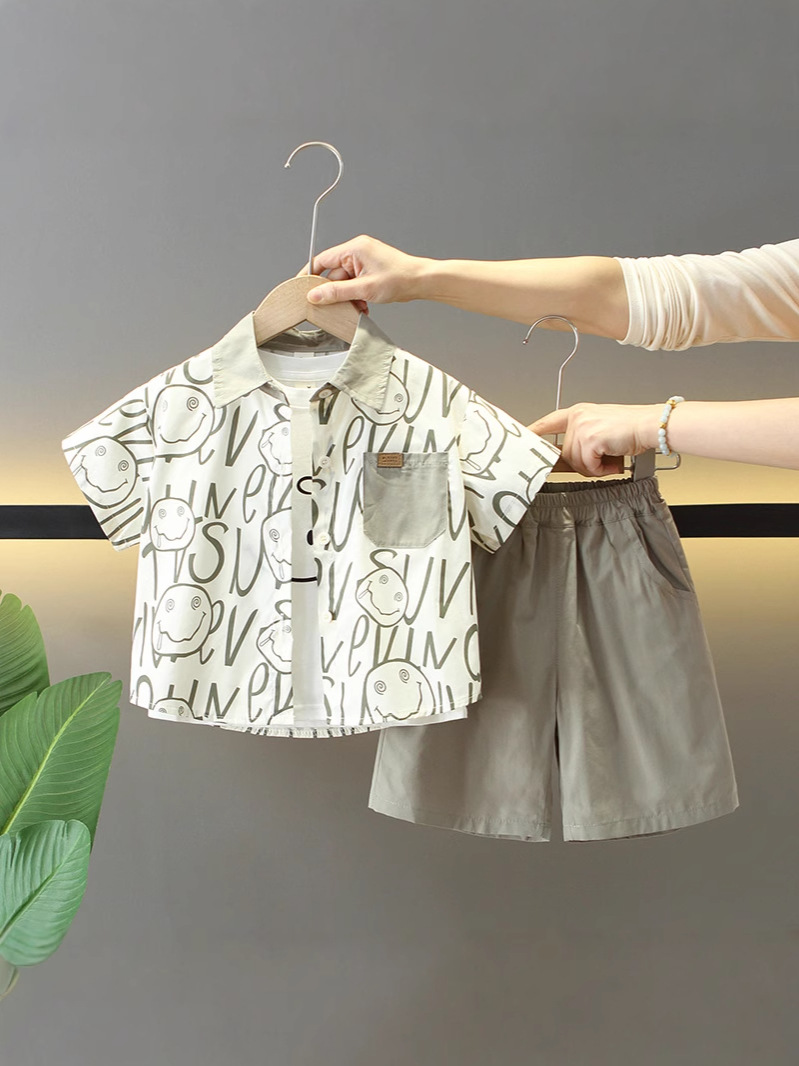 Conjunto de Verano para Niños 7869, Estilo 2026, Conjunto de Tres Piezas de Manga Corta para Niños y Niñas