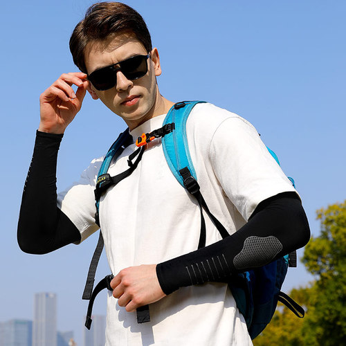 Hiking Sunscreen Ice Silk Sleeve Outdoor Cycling Fishing Sunshade Comfortable Breathable Anti-Slip Summer Sports Arm Guard for Men