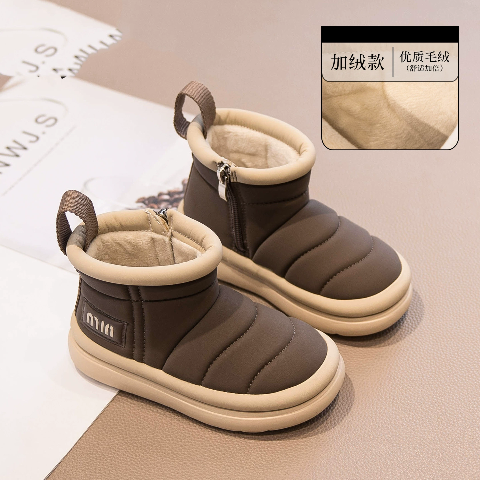 Холодостойкие теплые детские снежные сапоги 2024 зимние новые бархатные толстые сапоги для мальчиков для девочек снежные хлопчатобумажные хлебные туфли