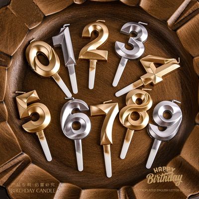 厂家批发0到9新款网红金色钻石数字蜡烛 歌剧院生日蛋糕烘焙蜡烛|ru