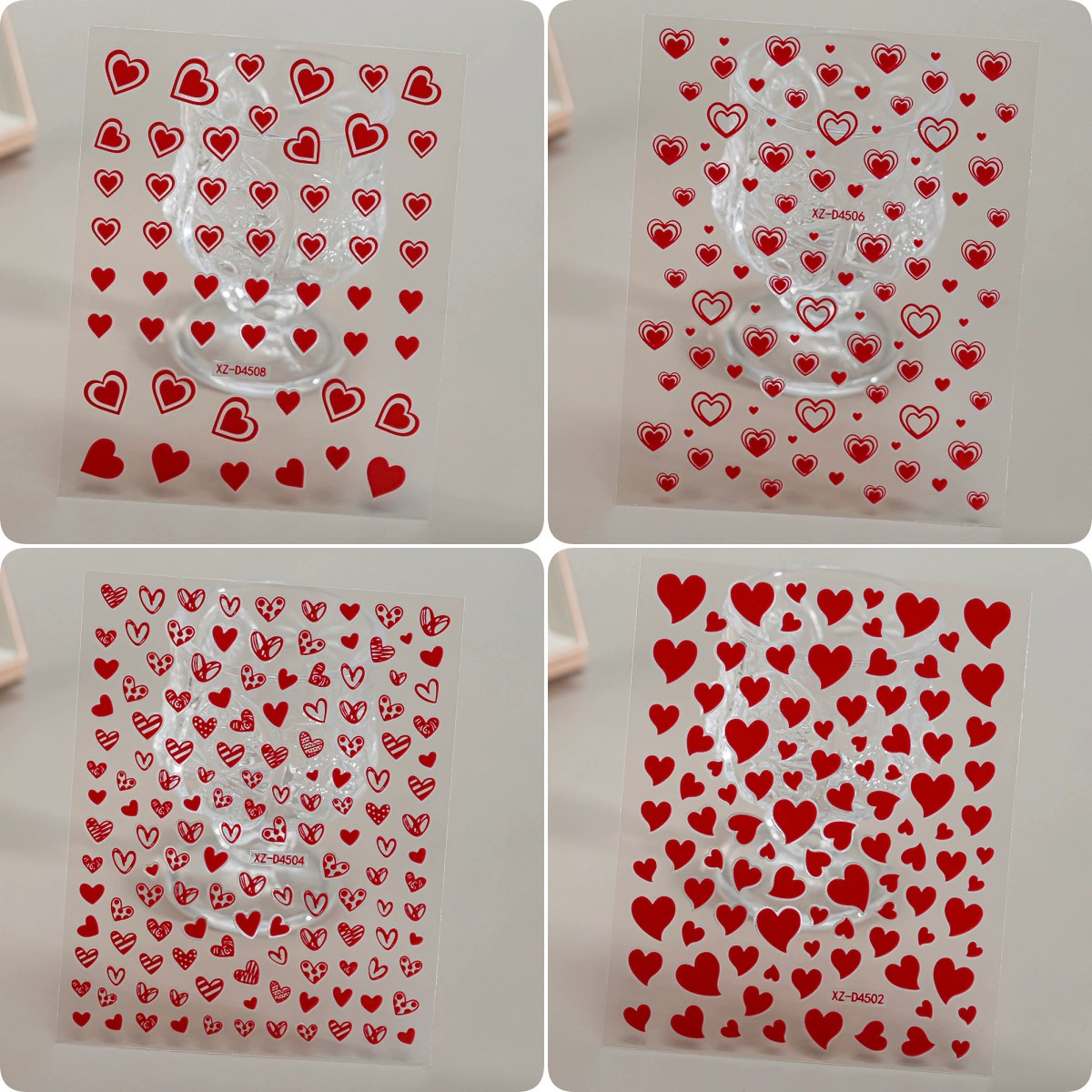 День святого Валентина, красные наклейки для дизайна ногтей «Любовь», милые наклейки в стиле INS, персиковое сердце, в форме сердца, полые романтические наклейки для дизайна ногтей на День святого Валентина