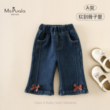 秋冬新款婴幼儿A类亲肤舒适休闲风女宝宝韩版加绒舒适百搭牛仔裤