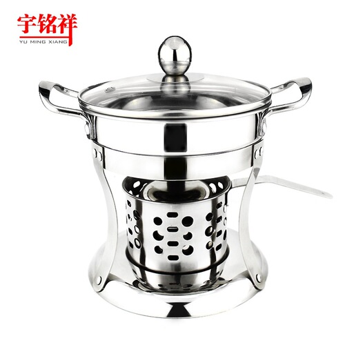 304 Thickened Stainless Steel Alcohol Stove Commercial Alcohol Pot Hot Pot Pot Household Dormitory One Pot Per Person