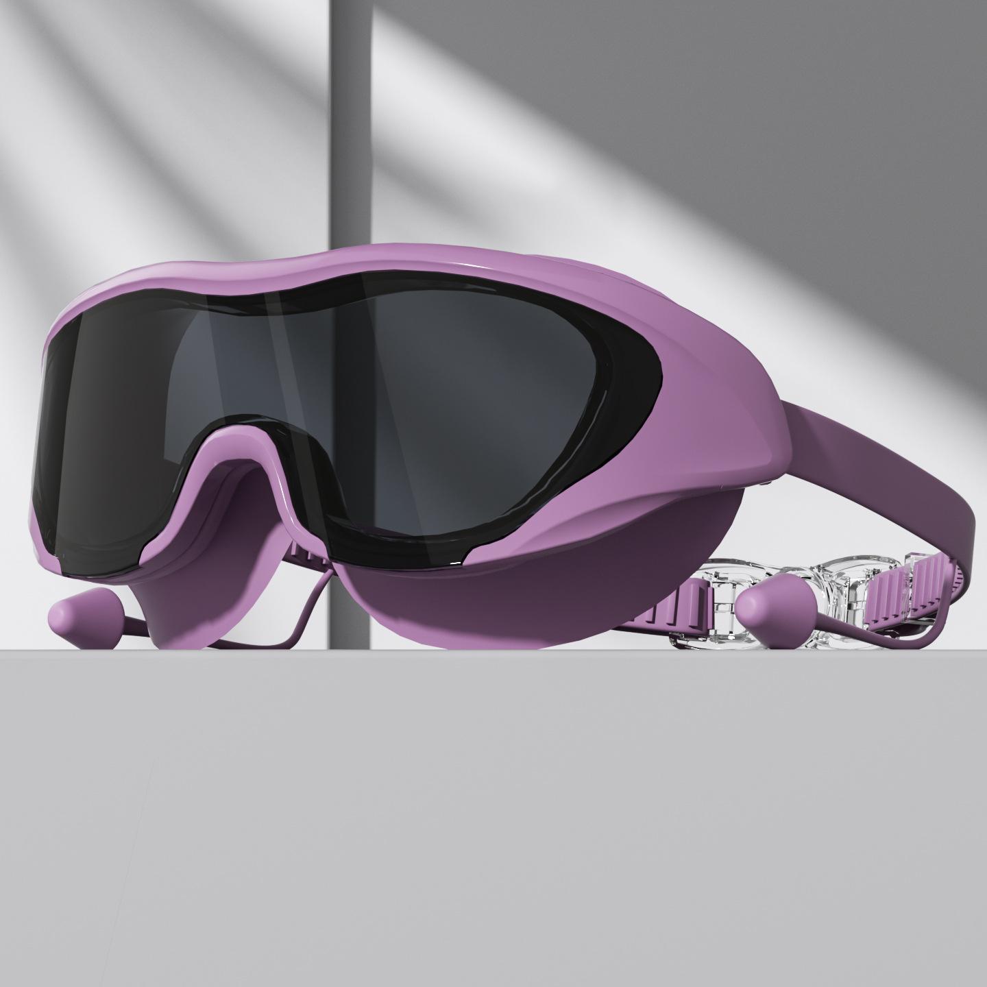 Set de Gafas y Gorro de Natación de Marco Grande PC y Silicona Antivaho e Impermeable para Adultos