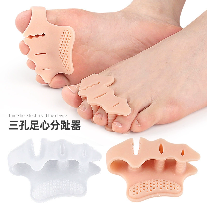Сепаратор для ног с тремя отверстиями, амортизация стопы и массаж для снятия давления, подушечка половинного размера для передней части стопы, ортез для вальгусной деформации большого пальца стопы.
