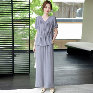 妈妈夏装新款时尚阔太太上衣50岁中老年女夏季宽松大码小衫两件套