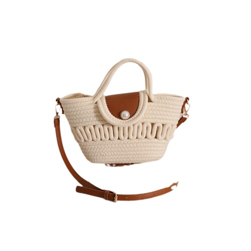 Direct Manufacturer Sale Shoulder Bag with Hollow Weaving, New Style Versatile Hand-held Cotton Thread Women's Bag Beach Vacation Style Sand Bag