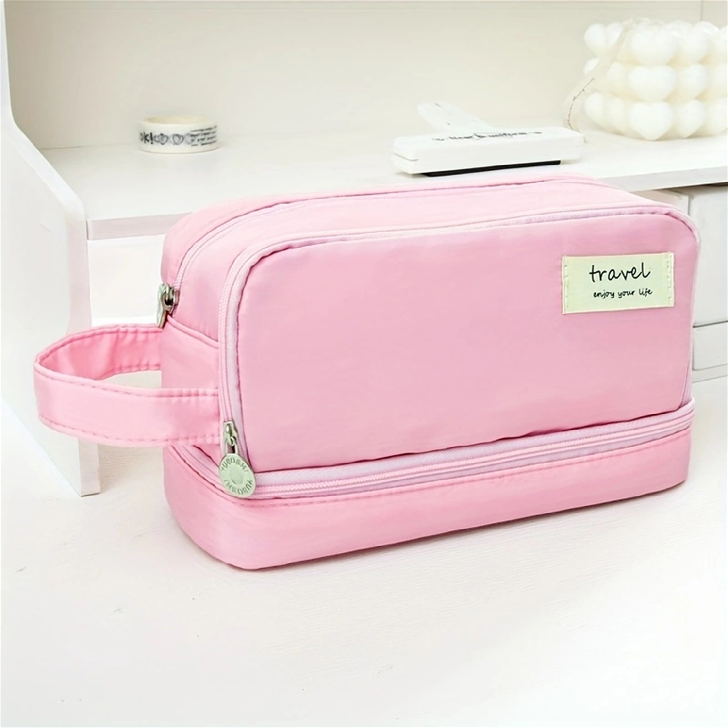 Caja de lápices de estudiante de secundaria de gran capacidad transfronteriza caja de lápices de doble capa caja de lápices multifuncional simple caja de lápices caja de papelería al por mayor