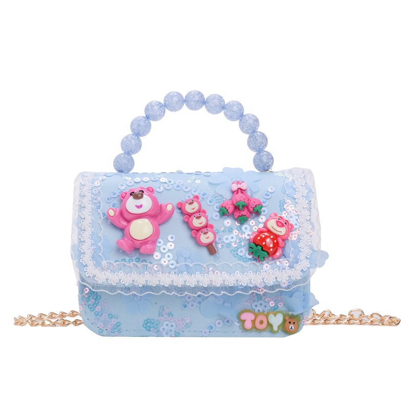 Princess Pearl bolso de cambio de verano nuevo pequeño bolso de niños de estilo de fragancia, niñas de moda bolso de hombro, bolso pequeño