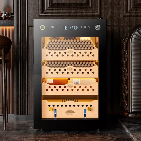 eggplant dragon CL-60C cigar cabinet cedar wood shelf intelligent mini compressor cabinet constant temperature and humidity cigar cabinet