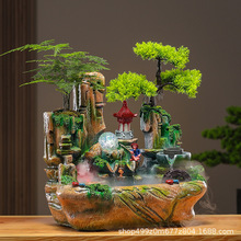 高山流水喷泉摆件风水球循环水景室内办公室客厅流水生财高档礼品