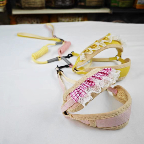 Pet open chest leash set dog lace rope small dog walking leash