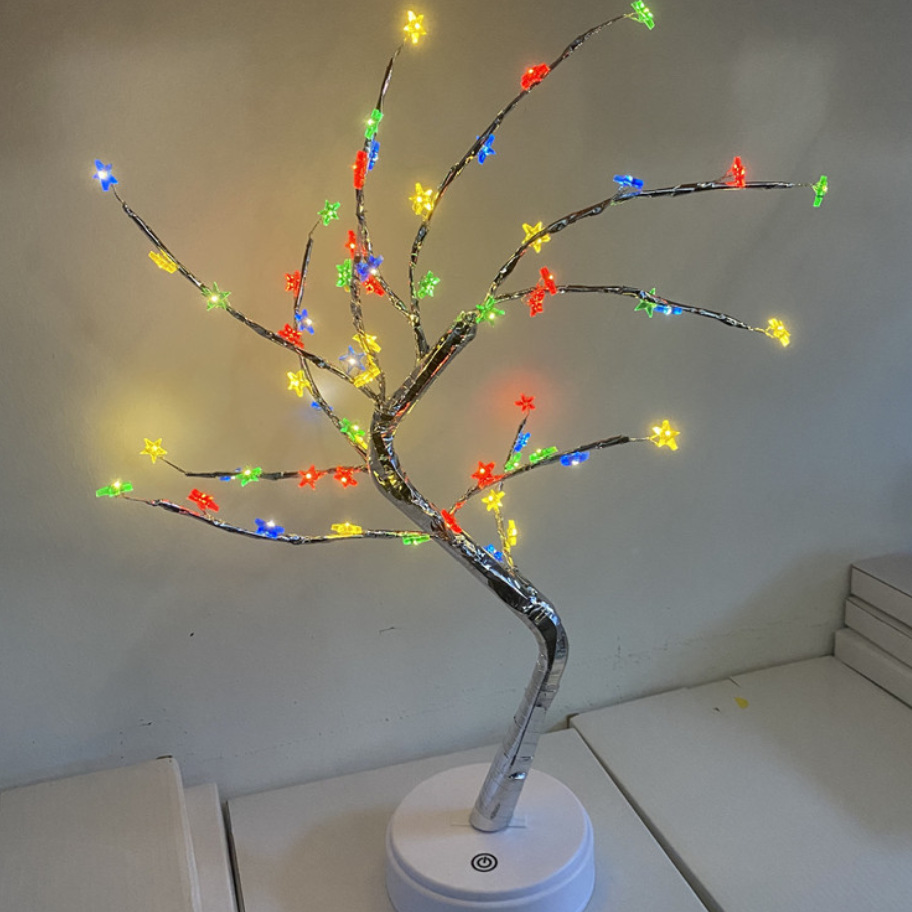 Lámpara de árbol pequeño transfronterizo LED, alambre de cobre, decoración de árbol de perlas, luz de color, decoración de atmósfera de gypsophila, luz de noche
