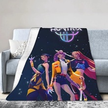 跨境HUNTRIX女团星空冒险造型印花法兰绒毛毯居家保暖舒适毛毯